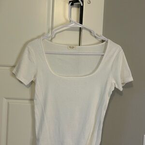 Brandy Melville White Scoop Neck Short Sleeve Top